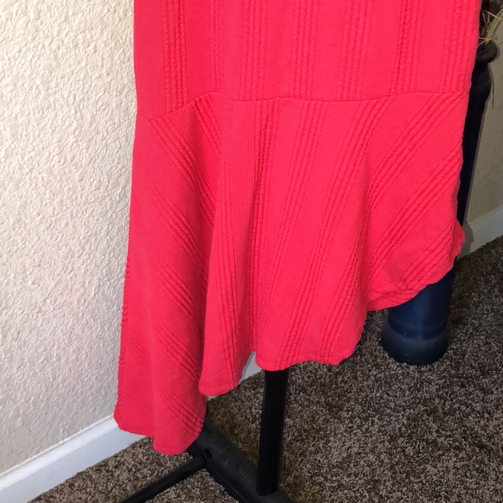 Heart & Hips Ribbed Red Asymmetric Dress - Picture 6 of 11